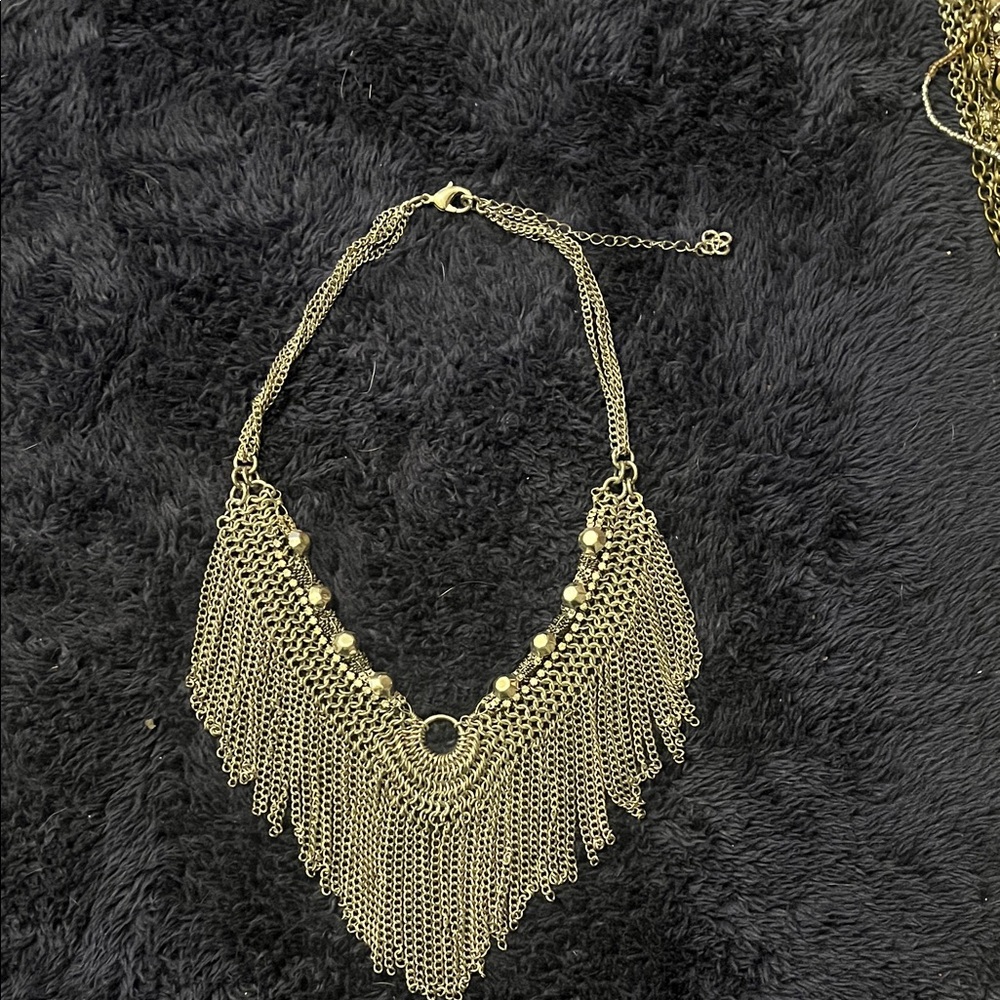 Elegant Silver Chain Fringe Necklace